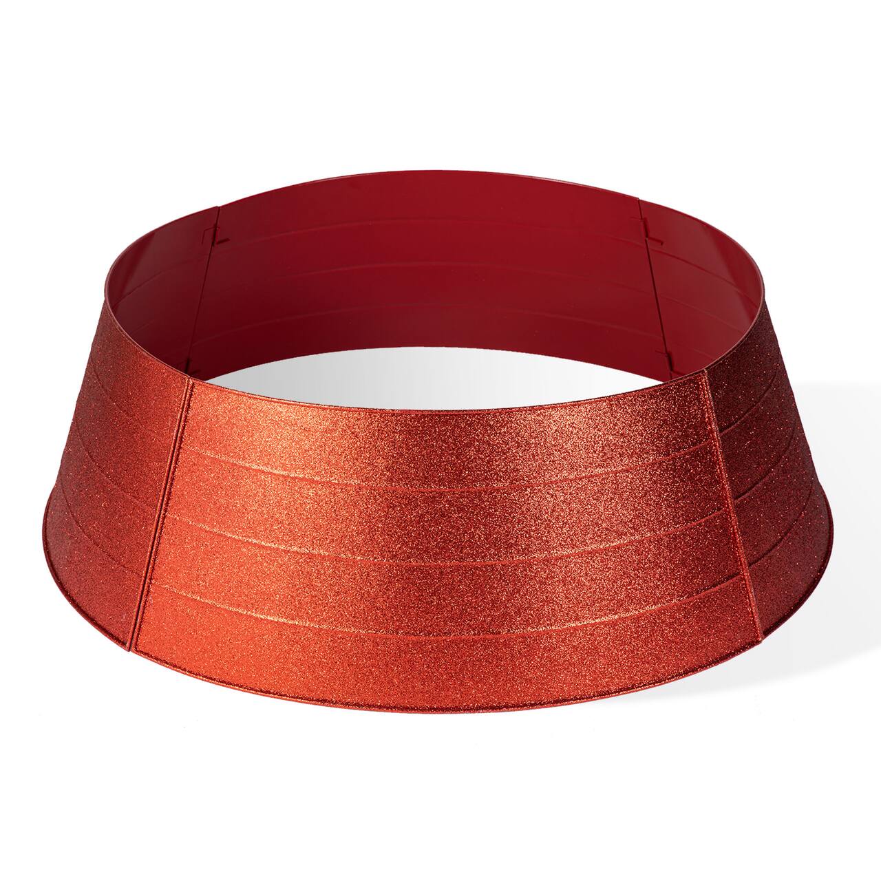 Glitzhome® 3ft. Red Glitter Metal Tree Collar